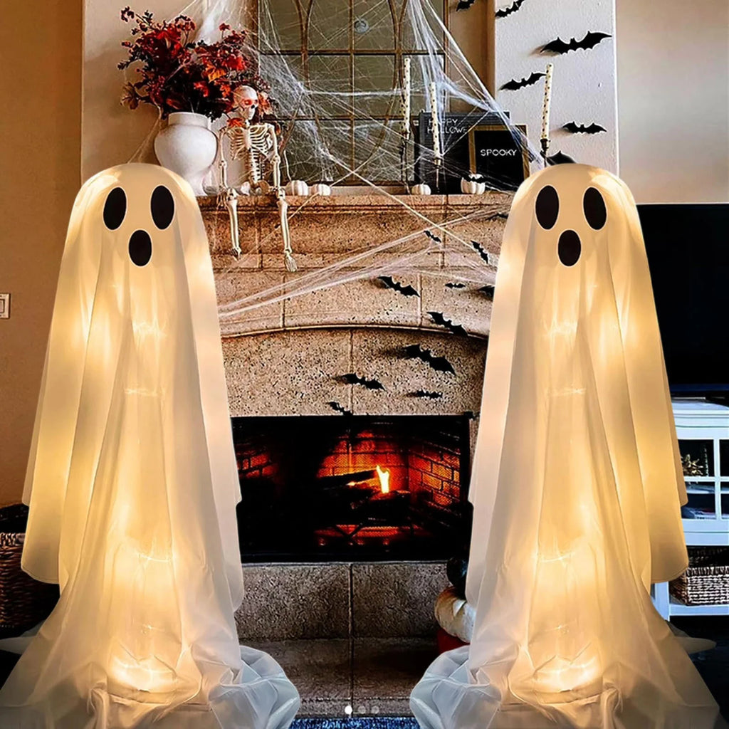 Halloween Decorations Ghosts for the Front Porch Courtyard Cute Decor Outdoor for Home outside Yard Lawn Garden Party Supplies (White)