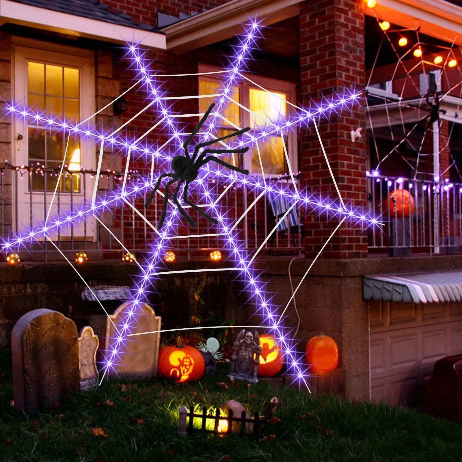 Deals of the Day! Halloween Decorations Indoor Outdoor on Clearance,Horror Halloween Web LED Lighting Modes Halloween Festival Theme Decoration Prop 12Ft,For Halloween Decorations Indoor