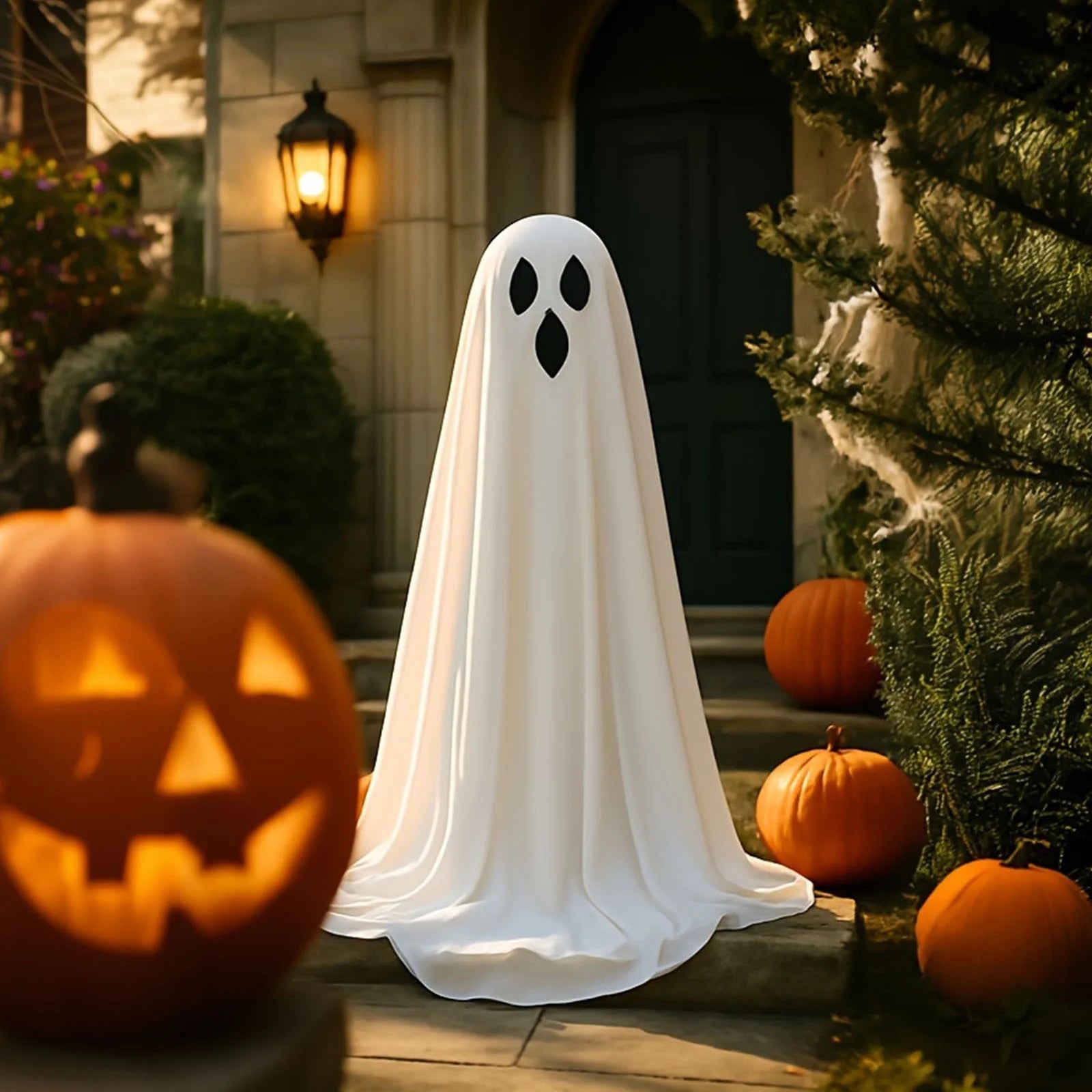Halloween Decorations Ghosts for the Front Porch Courtyard Cute Decor Outdoor for Home outside Yard Lawn Garden Party Supplies (White)