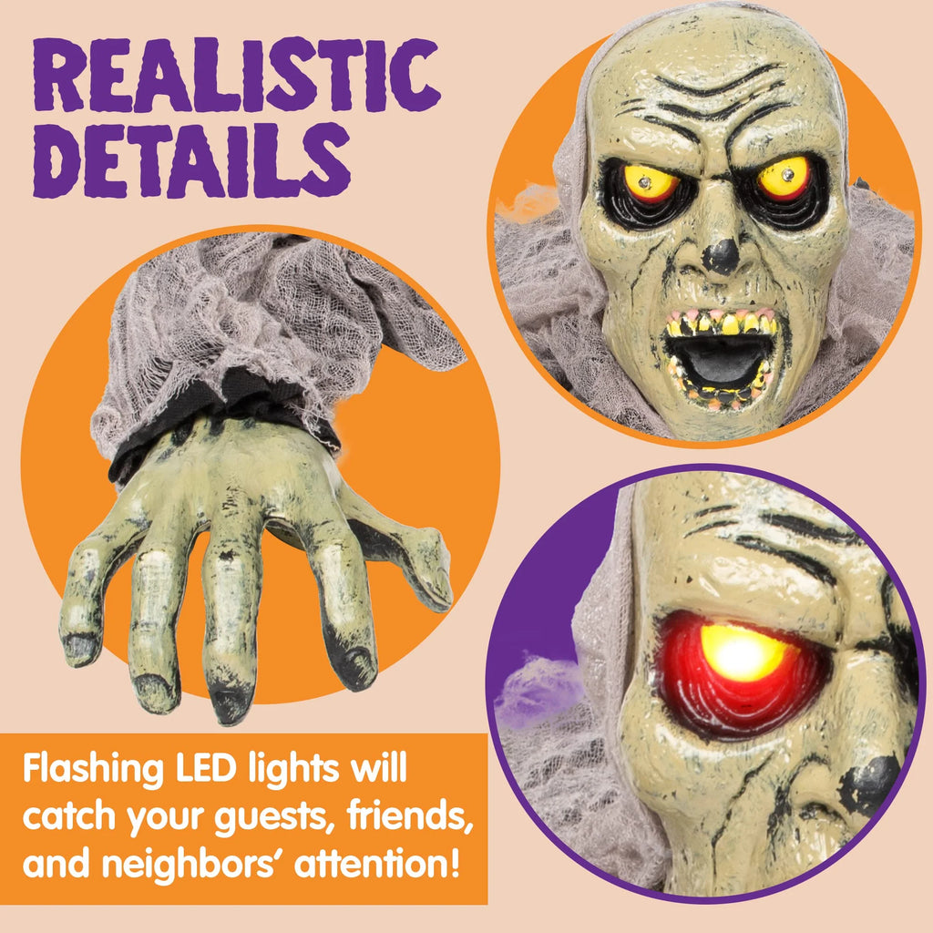 Halloween Groundbreaker Halloween Decorations Zombie with Sound and Flashing Eyes,Outdoor Scary Halloween Yard Decorations